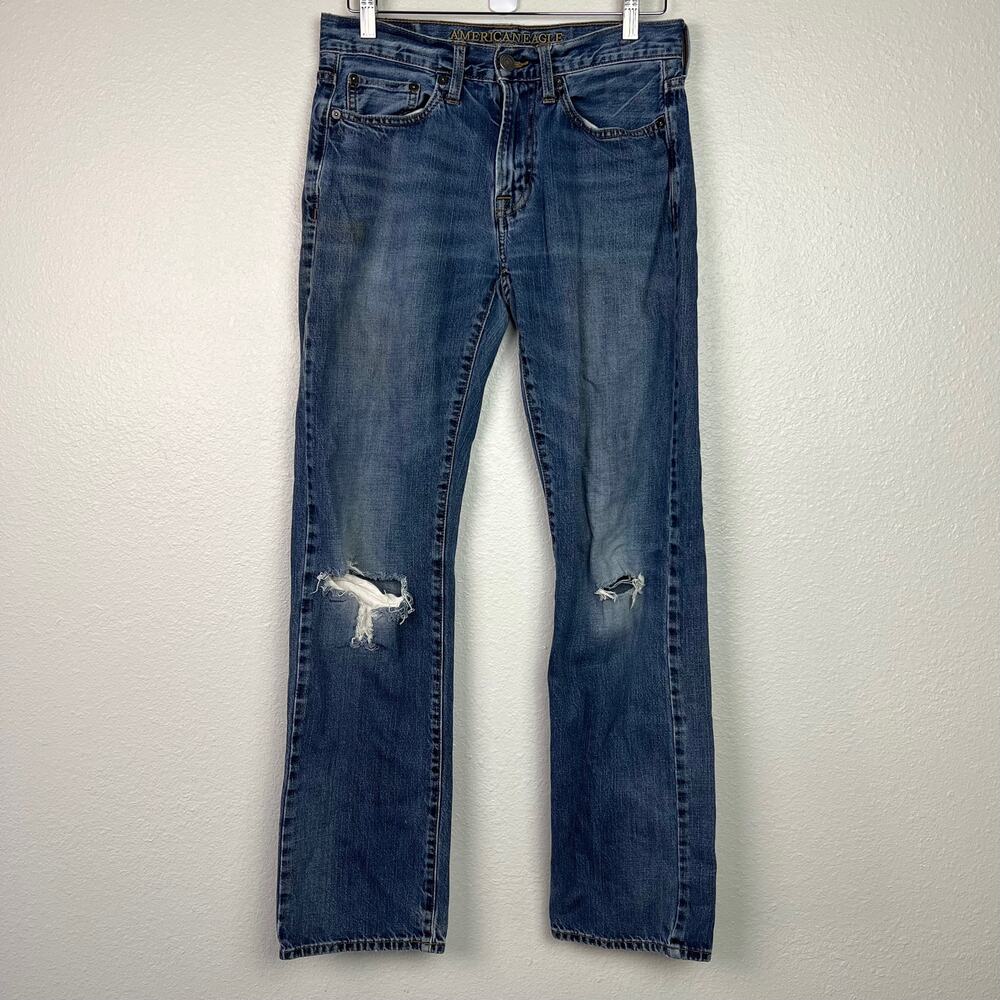 American Eagle Men's Original Straight Size 29 Distressed Denim Jeans - Picture 2 of 13